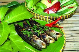 Ca Trau Nuong Vo Canh (Grilled Snakehead Fish)